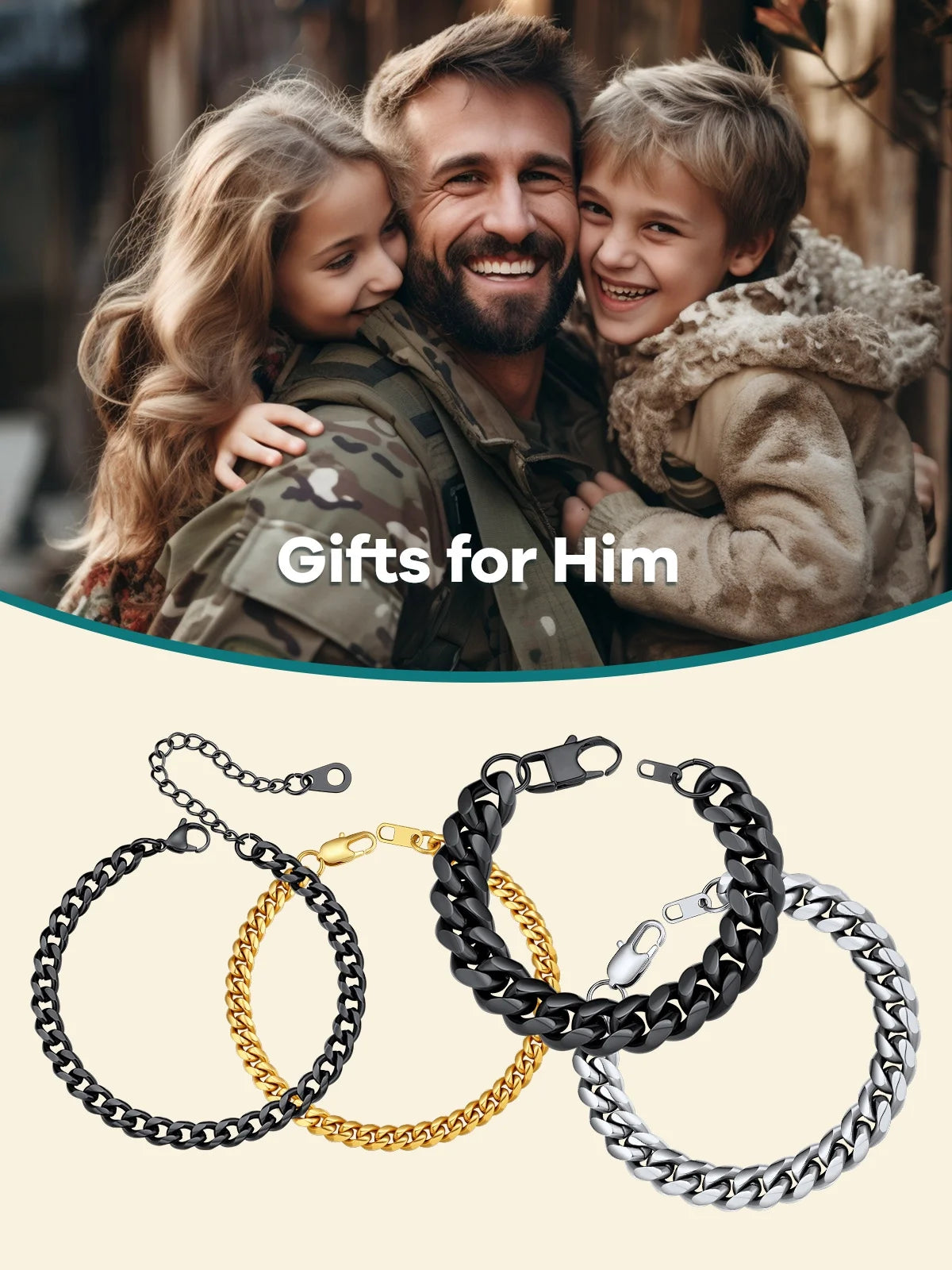 Gold Plated Bracelet for Men Chunky Cuban Bracelet 10MM 7.5 Inch Stainless Steel Chain Bracelet Mens Birthday Valentines Day Jewelry Gifts for Him Dad Adults Age