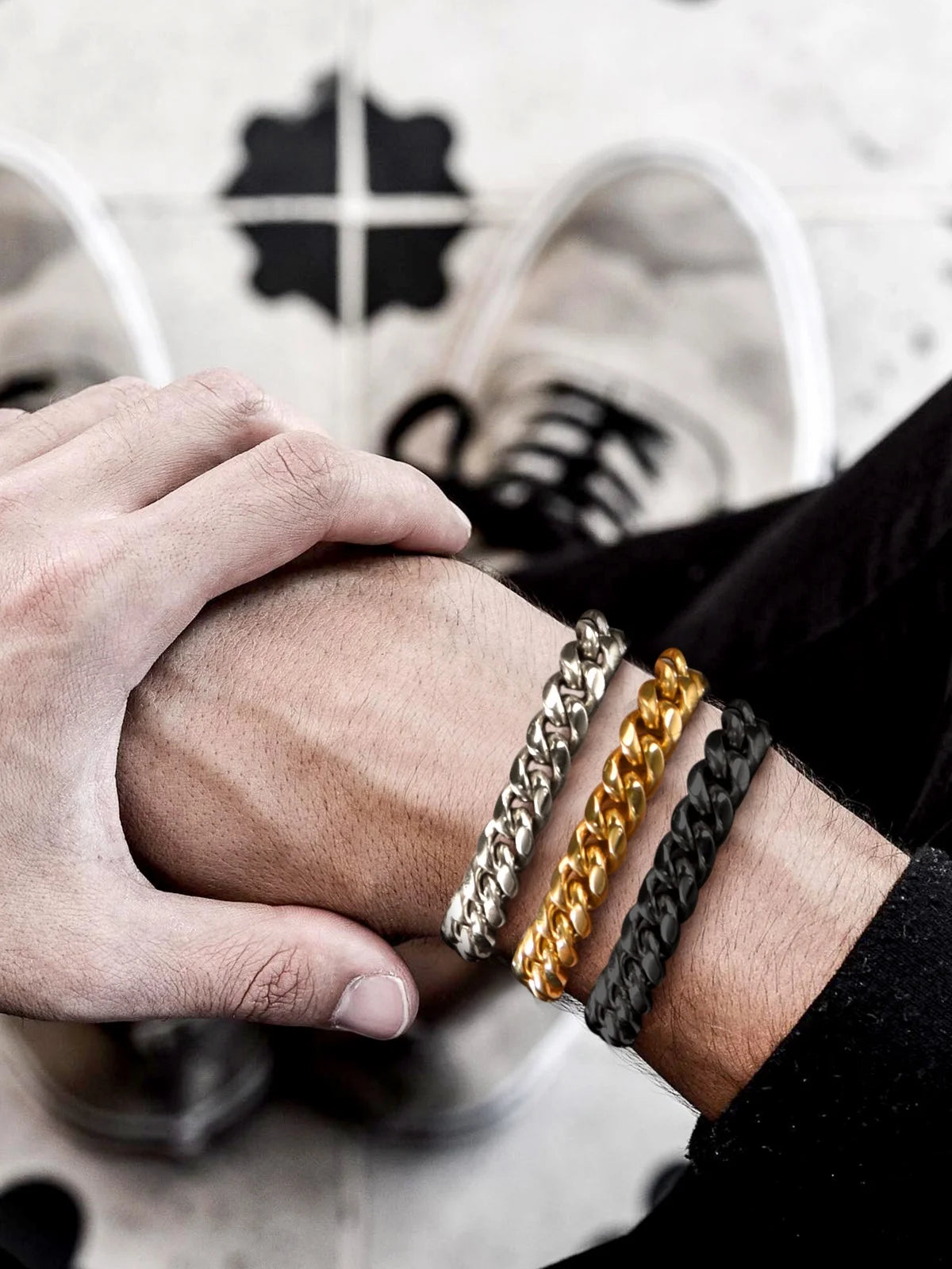 Gold Plated Bracelet for Men Chunky Cuban Bracelet 10MM 7.5 Inch Stainless Steel Chain Bracelet Mens Birthday Valentines Day Jewelry Gifts for Him Dad Adults Age